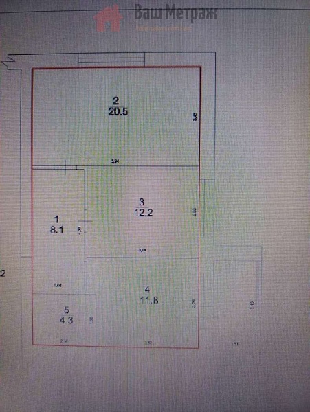 2-к квартира, 56 кв.м.